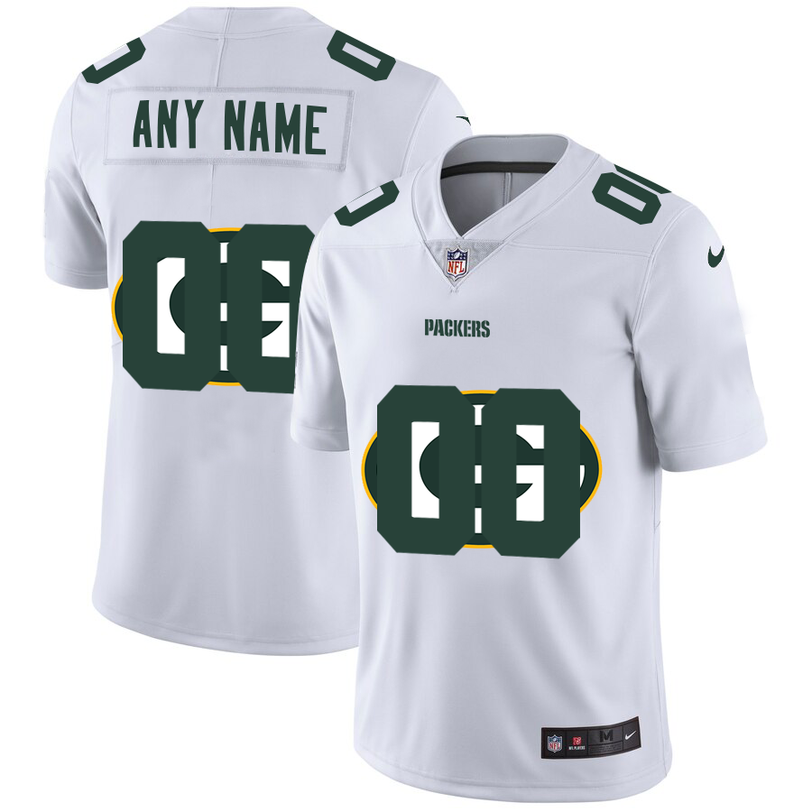 Wholesale Green Bay Packers Custom White Men Nike Team Logo Dual Overlap Limited NFL Jersey